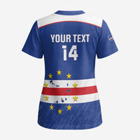 Cape Verde Football Custom Scrub Top Come On Tubaroes Azuis Shark - Wonder Print Shop