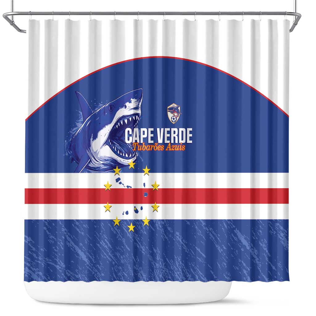 Cape Verde Football Shower Curtain Come On Tubaroes Azuis Shark - Wonder Print Shop
