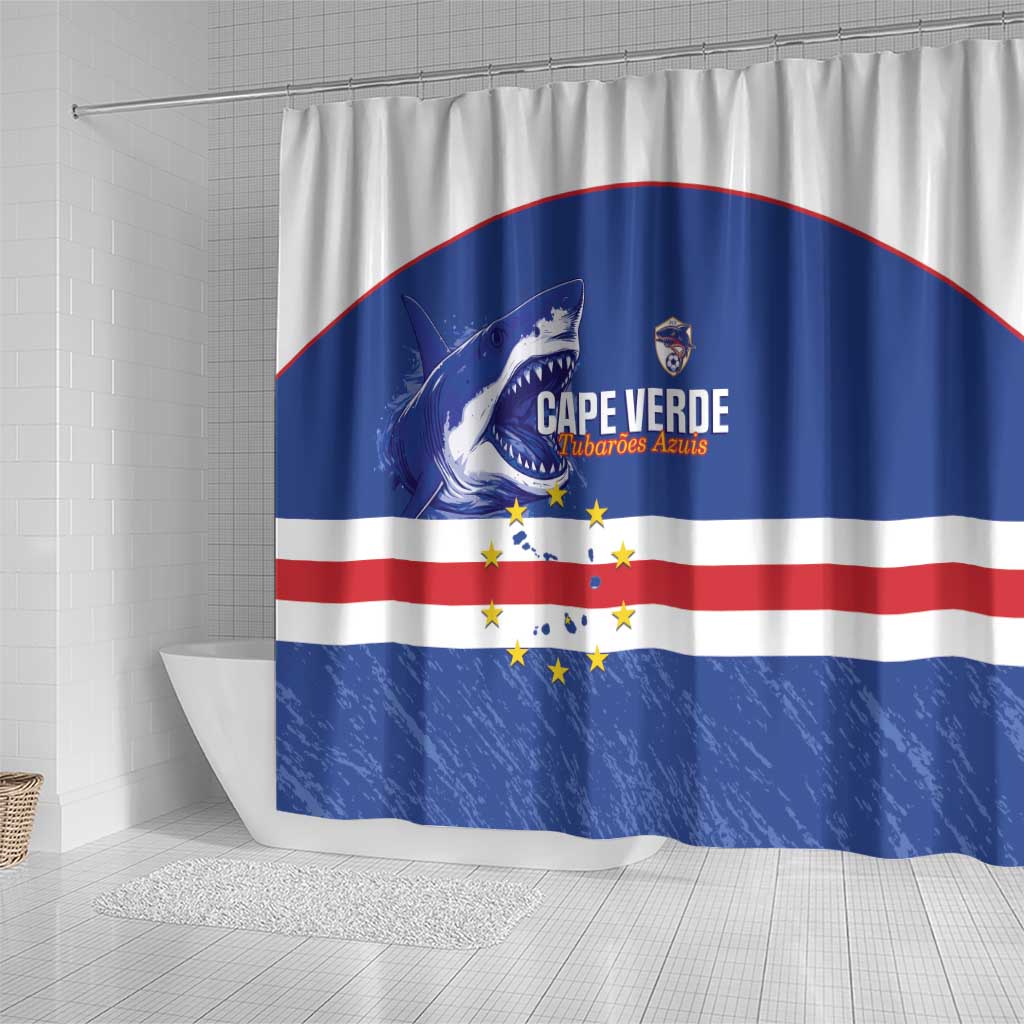 Cape Verde Football Shower Curtain Come On Tubaroes Azuis Shark - Wonder Print Shop