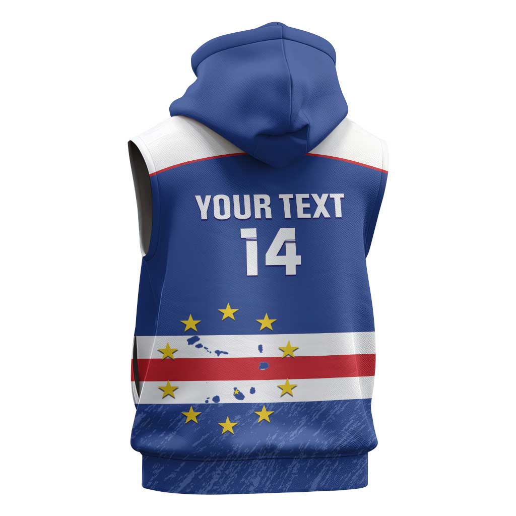 Cape Verde Football Custom Sleeveless Hoodie Come On Tubaroes Azuis Shark - Wonder Print Shop