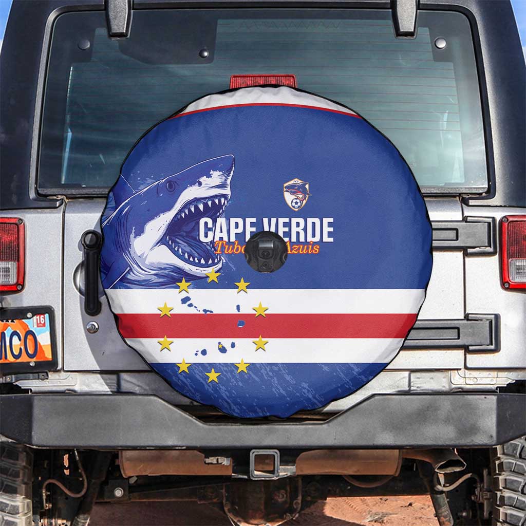 Cape Verde Football Spare Tire Cover Come On Tubaroes Azuis Shark - Wonder Print Shop