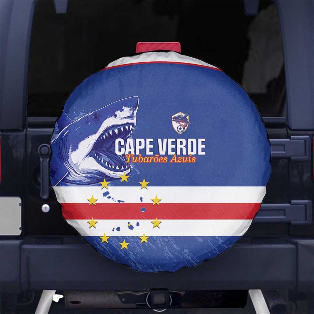 Cape Verde Football Spare Tire Cover Come On Tubaroes Azuis Shark - Wonder Print Shop