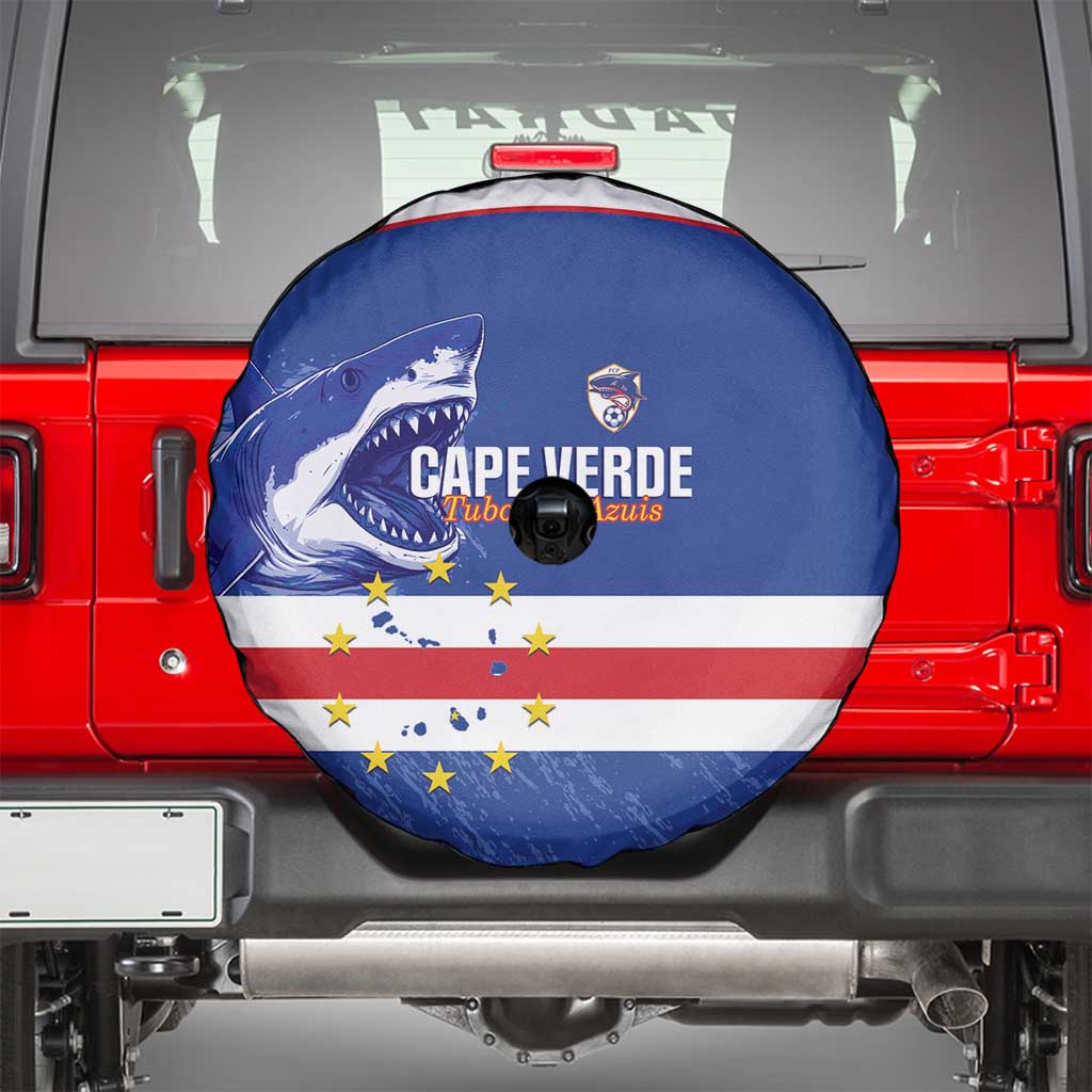 Cape Verde Football Spare Tire Cover Come On Tubaroes Azuis Shark - Wonder Print Shop