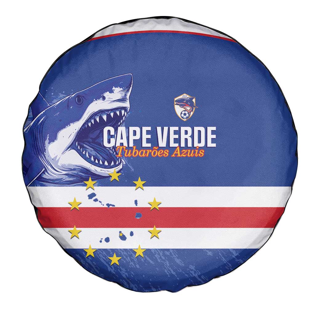 Cape Verde Football Spare Tire Cover Come On Tubaroes Azuis Shark - Wonder Print Shop