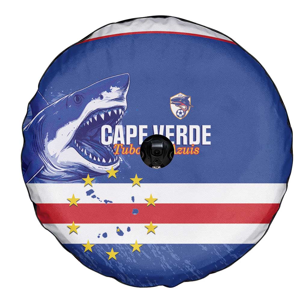 Cape Verde Football Spare Tire Cover Come On Tubaroes Azuis Shark - Wonder Print Shop