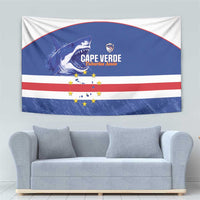 Cape Verde Football Tapestry Come On Tubaroes Azuis Shark - Wonder Print Shop