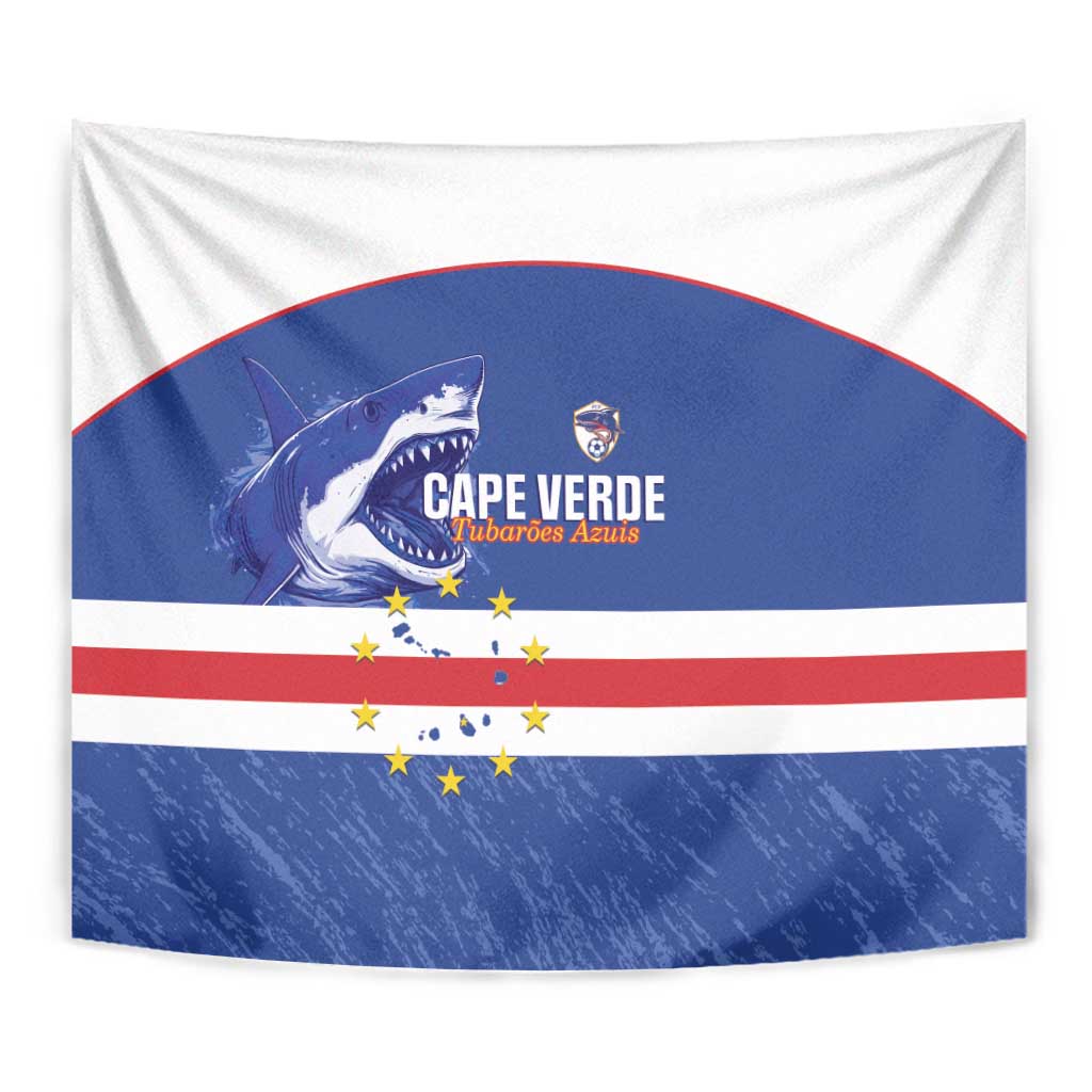 Cape Verde Football Tapestry Come On Tubaroes Azuis Shark - Wonder Print Shop