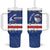 Cape Verde Football Custom Tumbler With Handle Come On Tubaroes Azuis Shark - Wonder Print Shop
