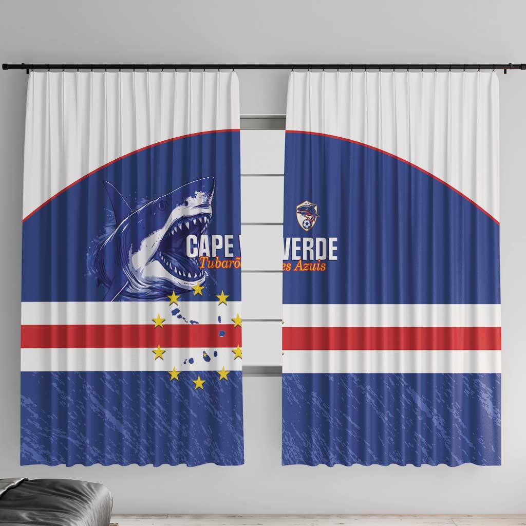 Cape Verde Football Window Curtain Come On Tubaroes Azuis Shark - Wonder Print Shop