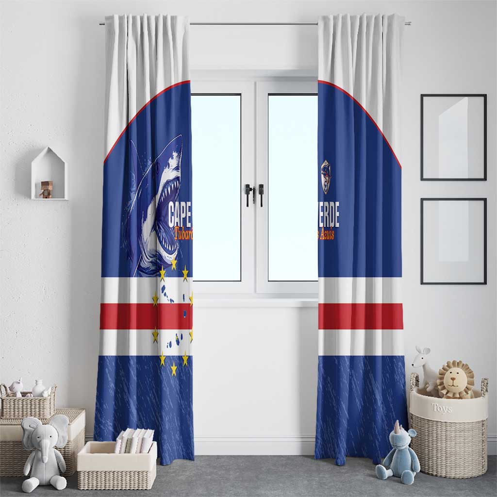 Cape Verde Football Window Curtain Come On Tubaroes Azuis Shark - Wonder Print Shop