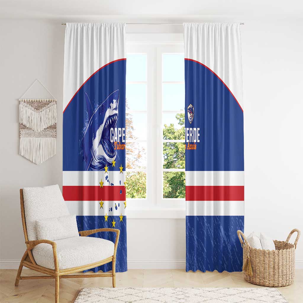 Cape Verde Football Window Curtain Come On Tubaroes Azuis Shark - Wonder Print Shop
