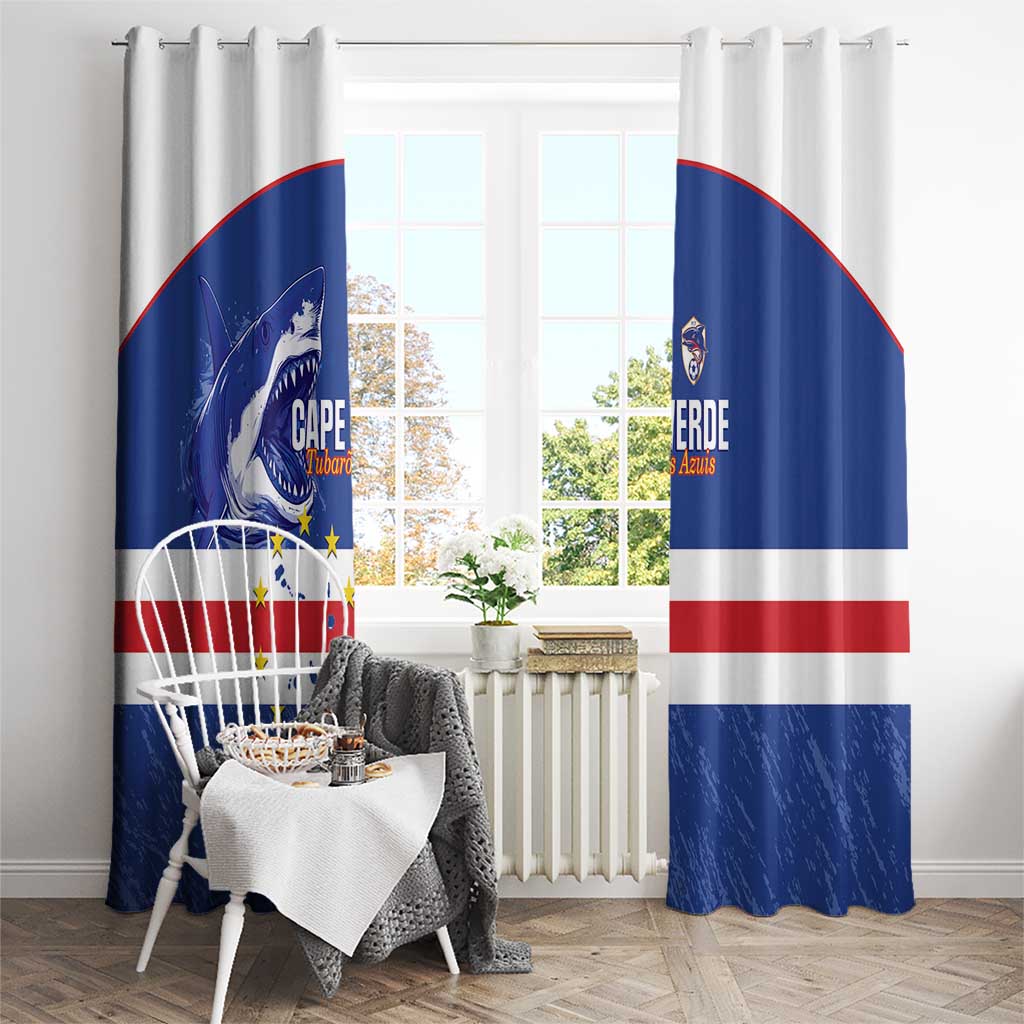 Cape Verde Football Window Curtain Come On Tubaroes Azuis Shark - Wonder Print Shop