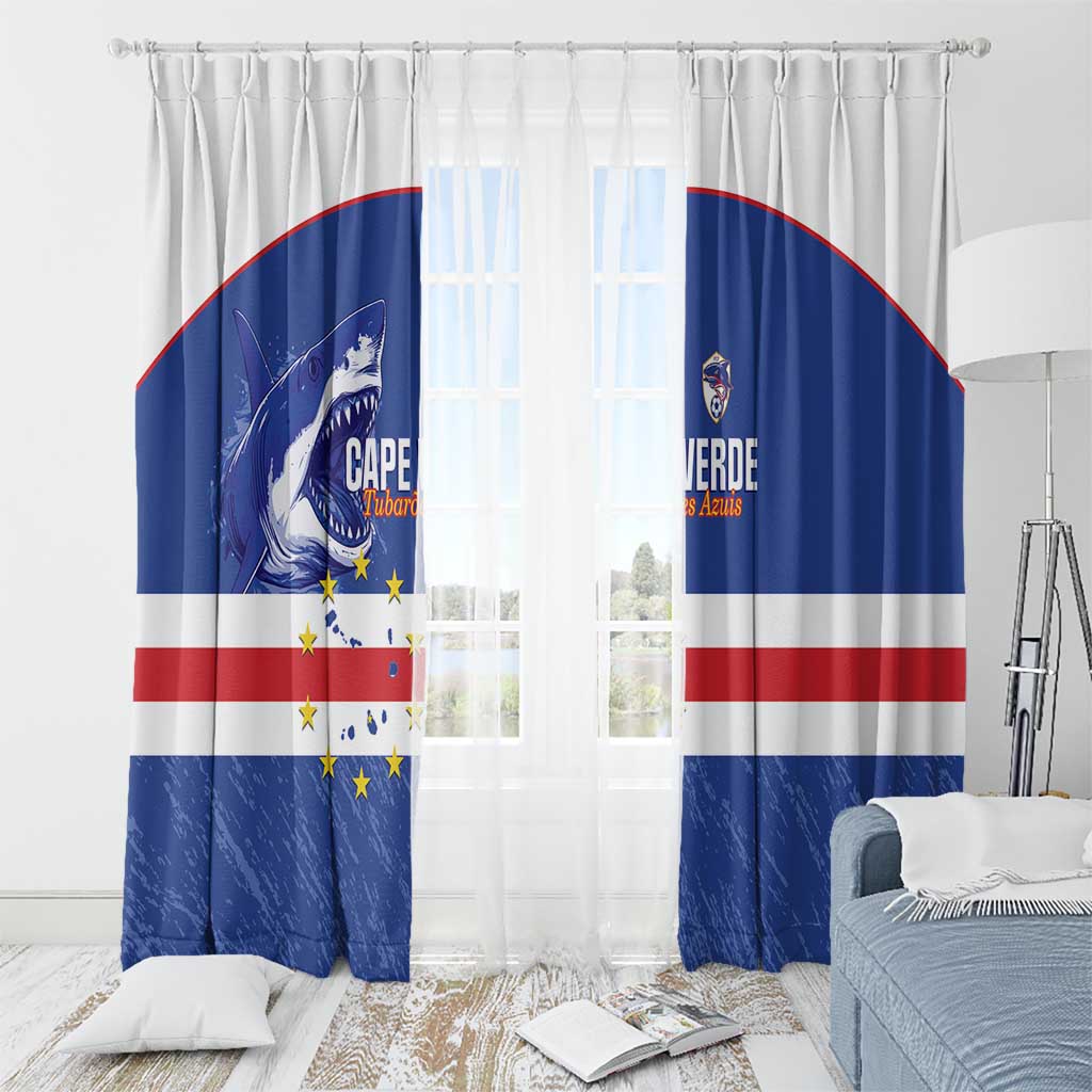 Cape Verde Football Window Curtain Come On Tubaroes Azuis Shark - Wonder Print Shop