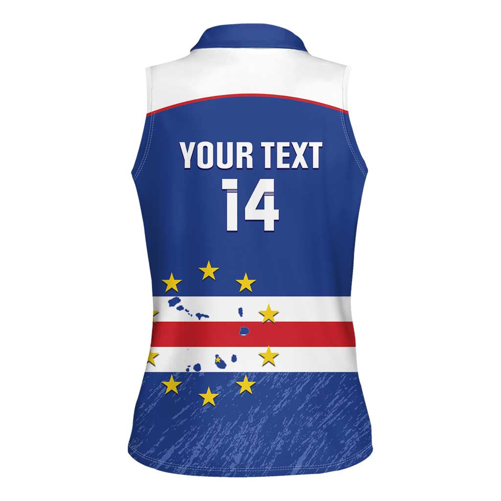 Cape Verde Football Custom Women Sleeveless Polo Shirt Come On Tubaroes Azuis Shark - Wonder Print Shop