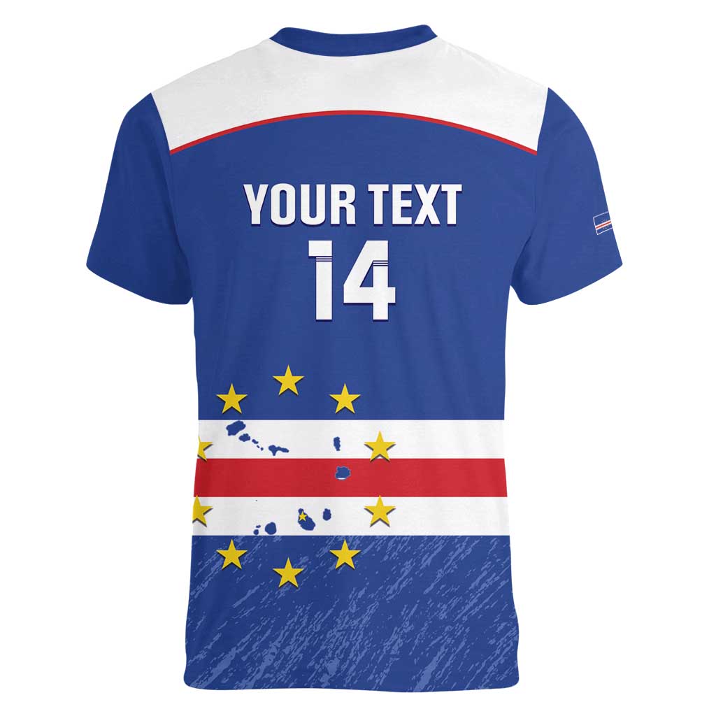 Cape Verde Football Custom Women V-Neck T-Shirt Come On Tubaroes Azuis Shark - Wonder Print Shop