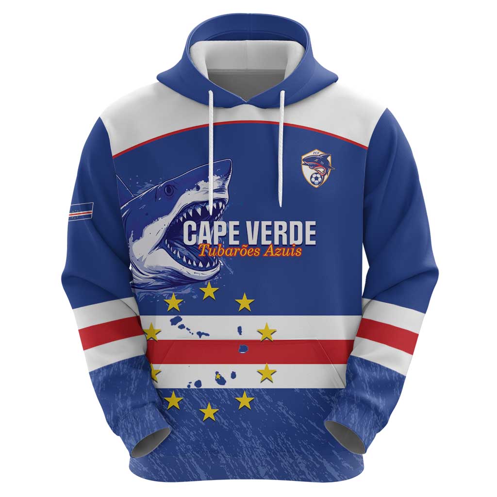 Cape Verde Football Custom Zip Hoodie Come On Tubaroes Azuis Shark - Wonder Print Shop
