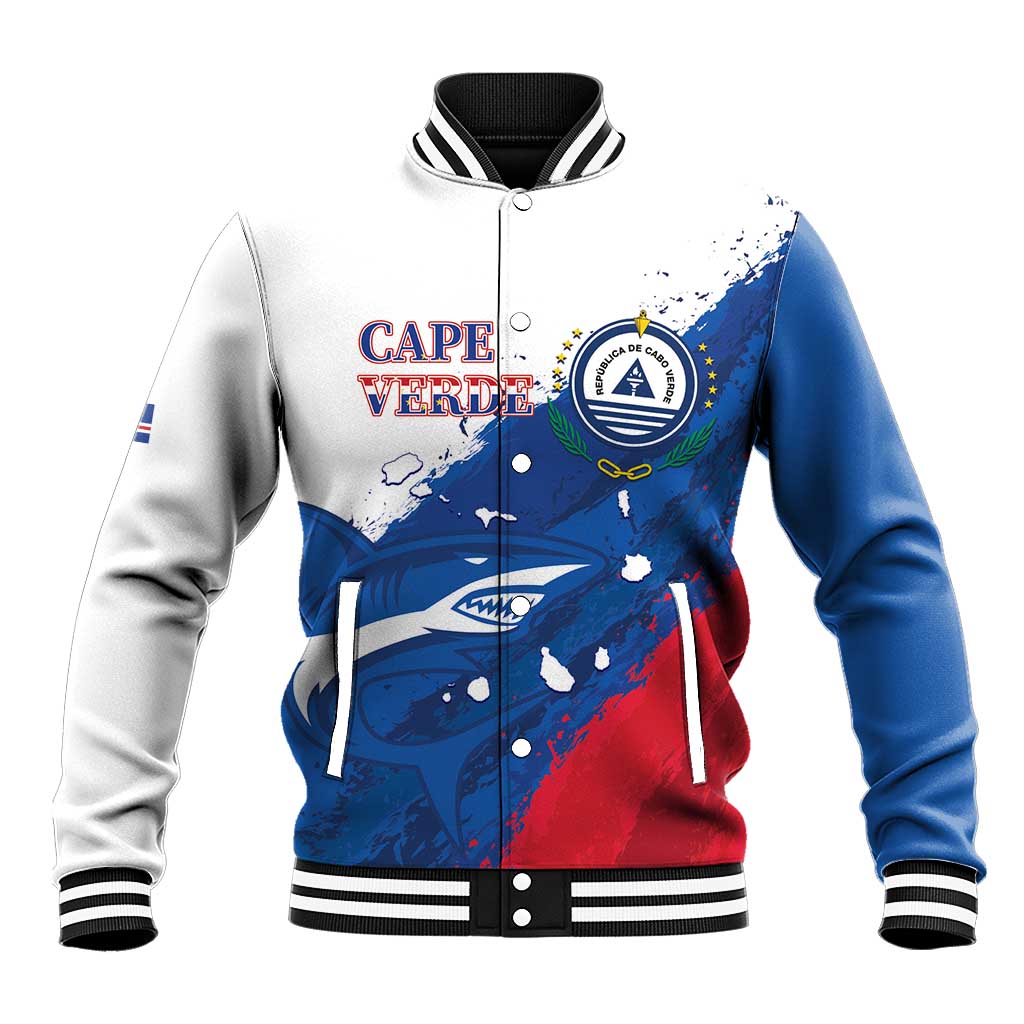 Cape Verde Football Custom Baseball Jacket Tubaroes Azuis Glory World Cup - Wonder Print Shop
