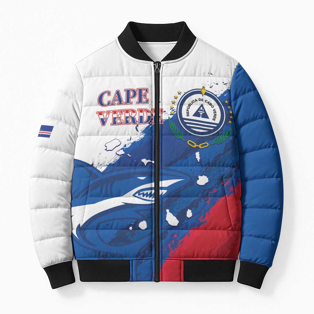 Cape Verde Football Custom Bomber Puffer Jacket Tubaroes Azuis Glory World Cup - Wonder Print Shop
