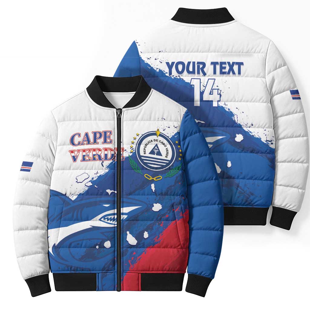 Cape Verde Football Custom Bomber Puffer Jacket Tubaroes Azuis Glory World Cup - Wonder Print Shop