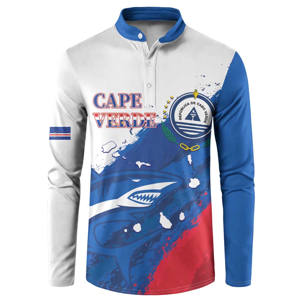 Cape Verde Football Custom Button Sweatshirt Tubaroes Azuis Glory World Cup - Wonder Print Shop