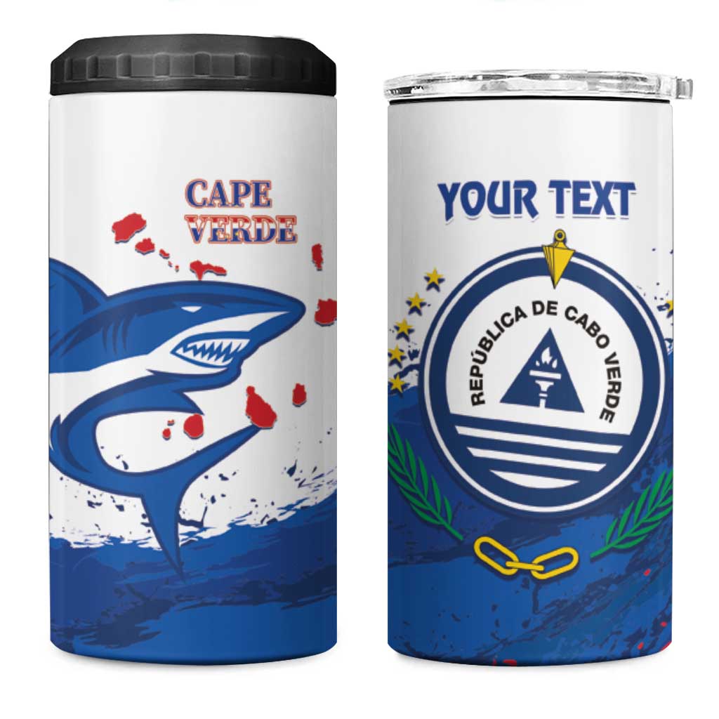 Cape Verde Football Custom 4 in 1 Can Cooler Tumbler Tubaroes Azuis Glory World Cup - Wonder Print Shop
