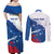 Cape Verde Football Custom Couples Matching Off Shoulder Maxi Dress and Long Sleeve Button Shirt Tubaroes Azuis Glory World Cup - Wonder Print Shop