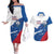 Cape Verde Football Custom Couples Matching Off The Shoulder Long Sleeve Dress and Hawaiian Shirt Tubaroes Azuis Glory World Cup - Wonder Print Shop