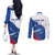 Cape Verde Football Custom Couples Matching Off The Shoulder Long Sleeve Dress and Long Sleeve Button Shirt Tubaroes Azuis Glory World Cup - Wonder Print Shop