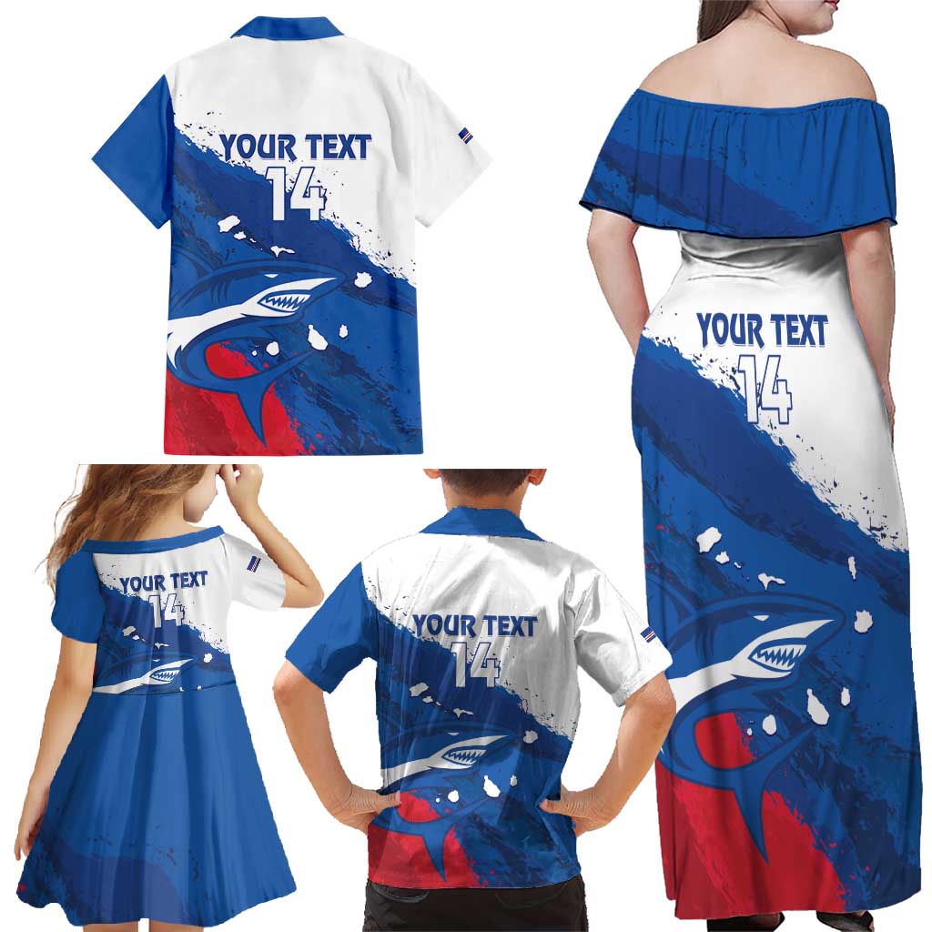 Cape Verde Football Custom Family Matching Off Shoulder Maxi Dress and Hawaiian Shirt Tubaroes Azuis Glory World Cup - Wonder Print Shop