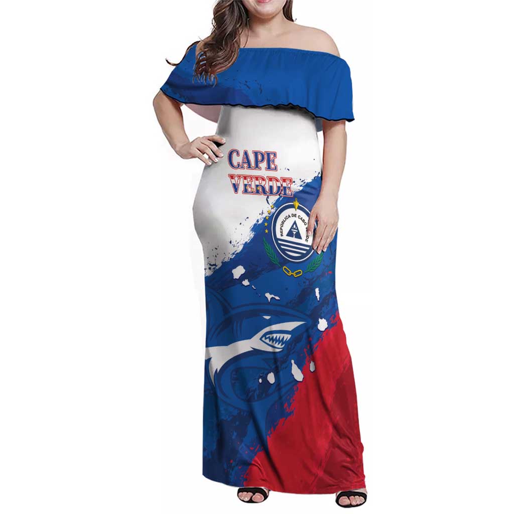 Cape Verde Football Custom Family Matching Off Shoulder Maxi Dress and Hawaiian Shirt Tubaroes Azuis Glory World Cup - Wonder Print Shop