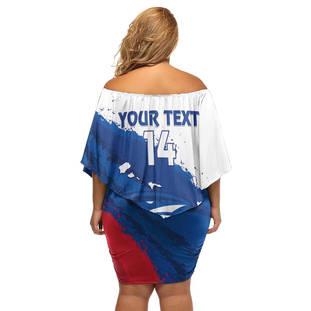Cape Verde Football Custom Family Matching Off Shoulder Short Dress and Hawaiian Shirt Tubaroes Azuis Glory World Cup - Wonder Print Shop
