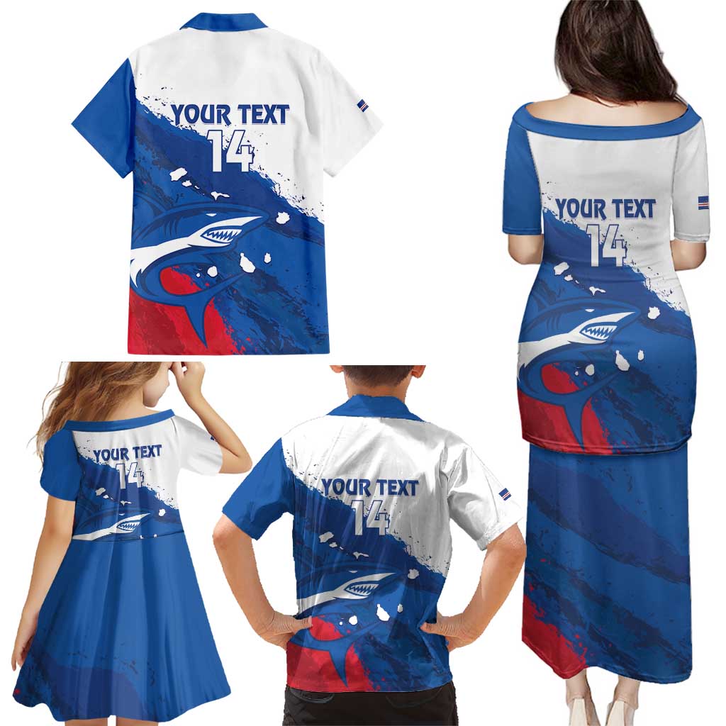 Cape Verde Football Custom Family Matching Puletasi and Hawaiian Shirt Tubaroes Azuis Glory World Cup - Wonder Print Shop