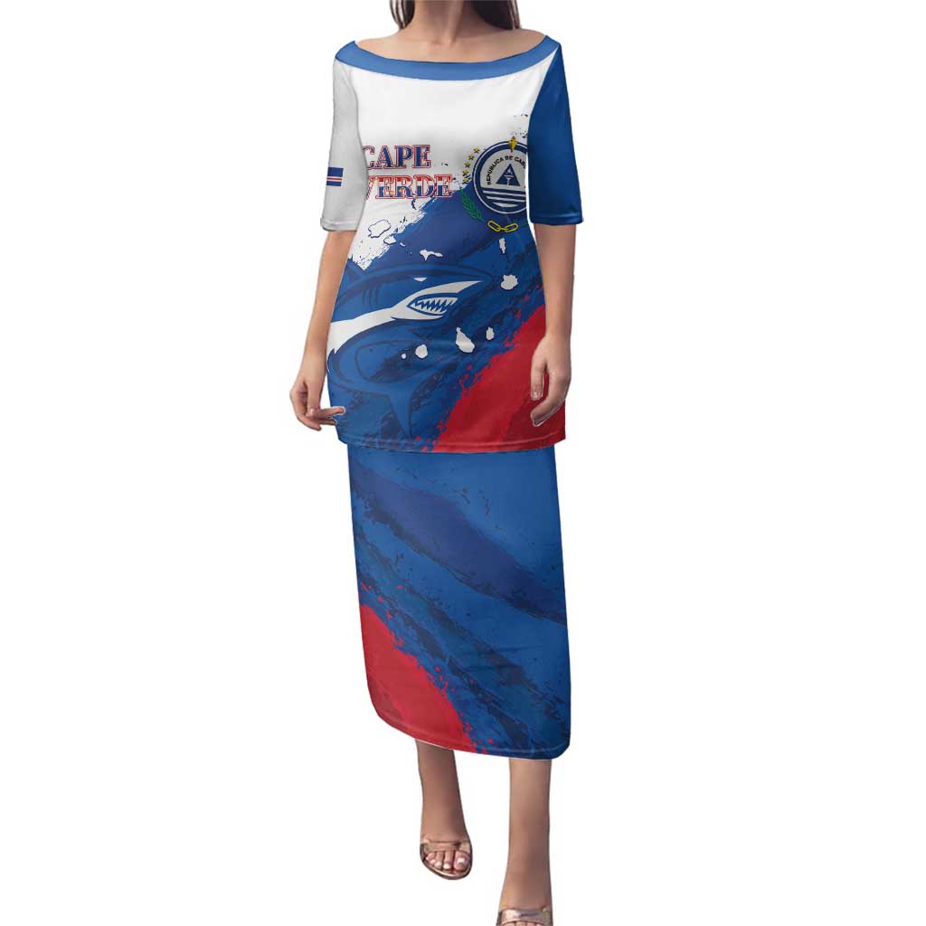 Cape Verde Football Custom Family Matching Puletasi and Hawaiian Shirt Tubaroes Azuis Glory World Cup - Wonder Print Shop