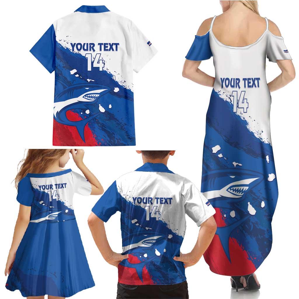 Cape Verde Football Custom Family Matching Summer Maxi Dress and Hawaiian Shirt Tubaroes Azuis Glory World Cup - Wonder Print Shop