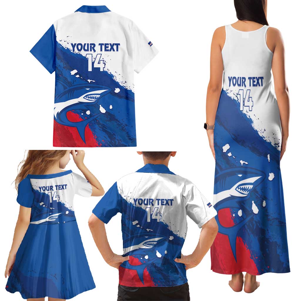Cape Verde Football Custom Family Matching Tank Maxi Dress and Hawaiian Shirt Tubaroes Azuis Glory World Cup - Wonder Print Shop