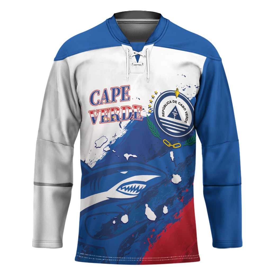 Cape Verde Football Custom Hockey Jersey Tubaroes Azuis Glory World Cup - Wonder Print Shop