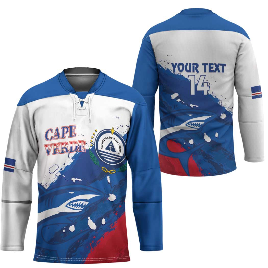 Cape Verde Football Custom Hockey Jersey Tubaroes Azuis Glory World Cup - Wonder Print Shop
