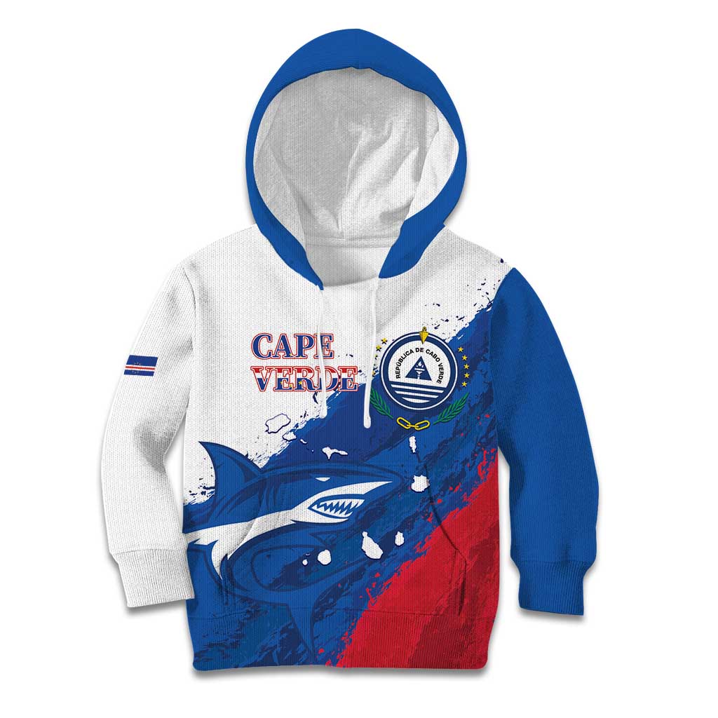 Cape Verde Football Custom Kid Hoodie Tubaroes Azuis Glory World Cup - Wonder Print Shop