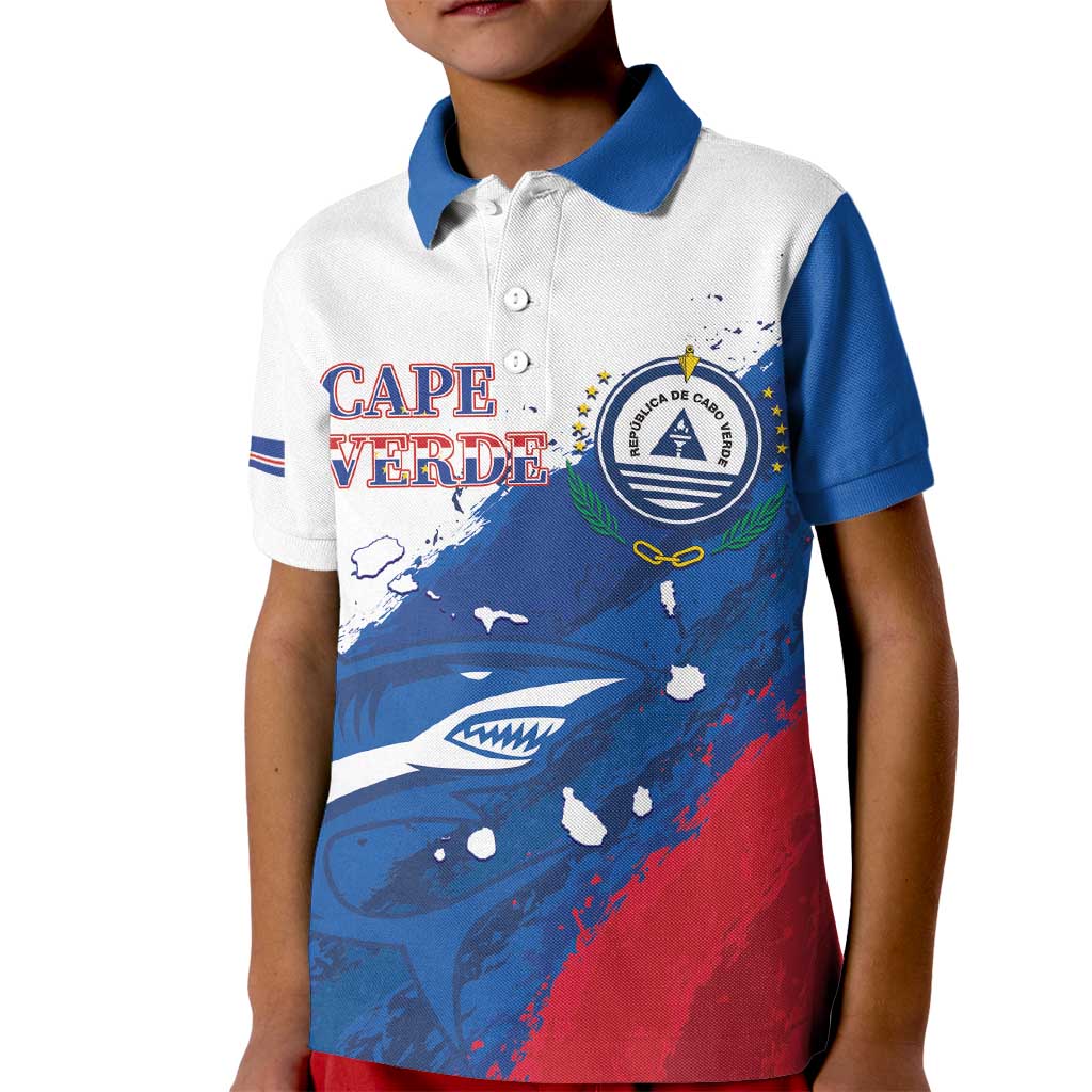 Cape Verde Football Custom Kid Polo Shirt Tubaroes Azuis Glory World Cup - Wonder Print Shop