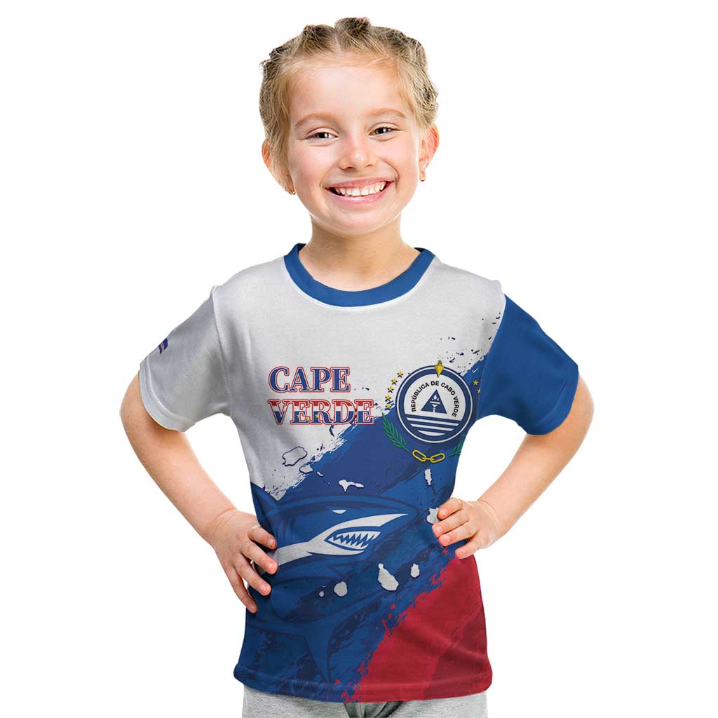 Cape Verde Football Custom Kid T Shirt Tubaroes Azuis Glory World Cup - Wonder Print Shop