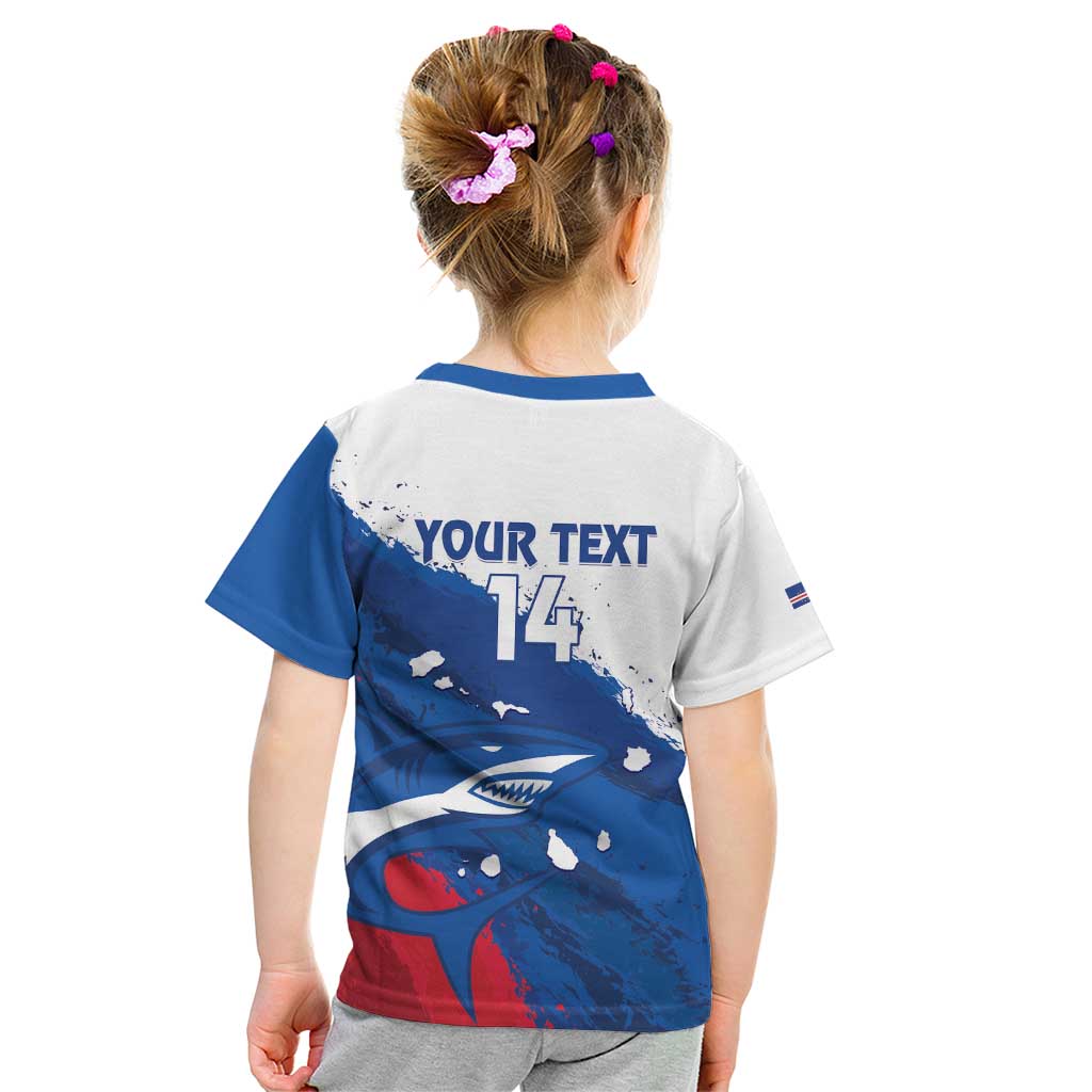 Cape Verde Football Custom Kid T Shirt Tubaroes Azuis Glory World Cup - Wonder Print Shop