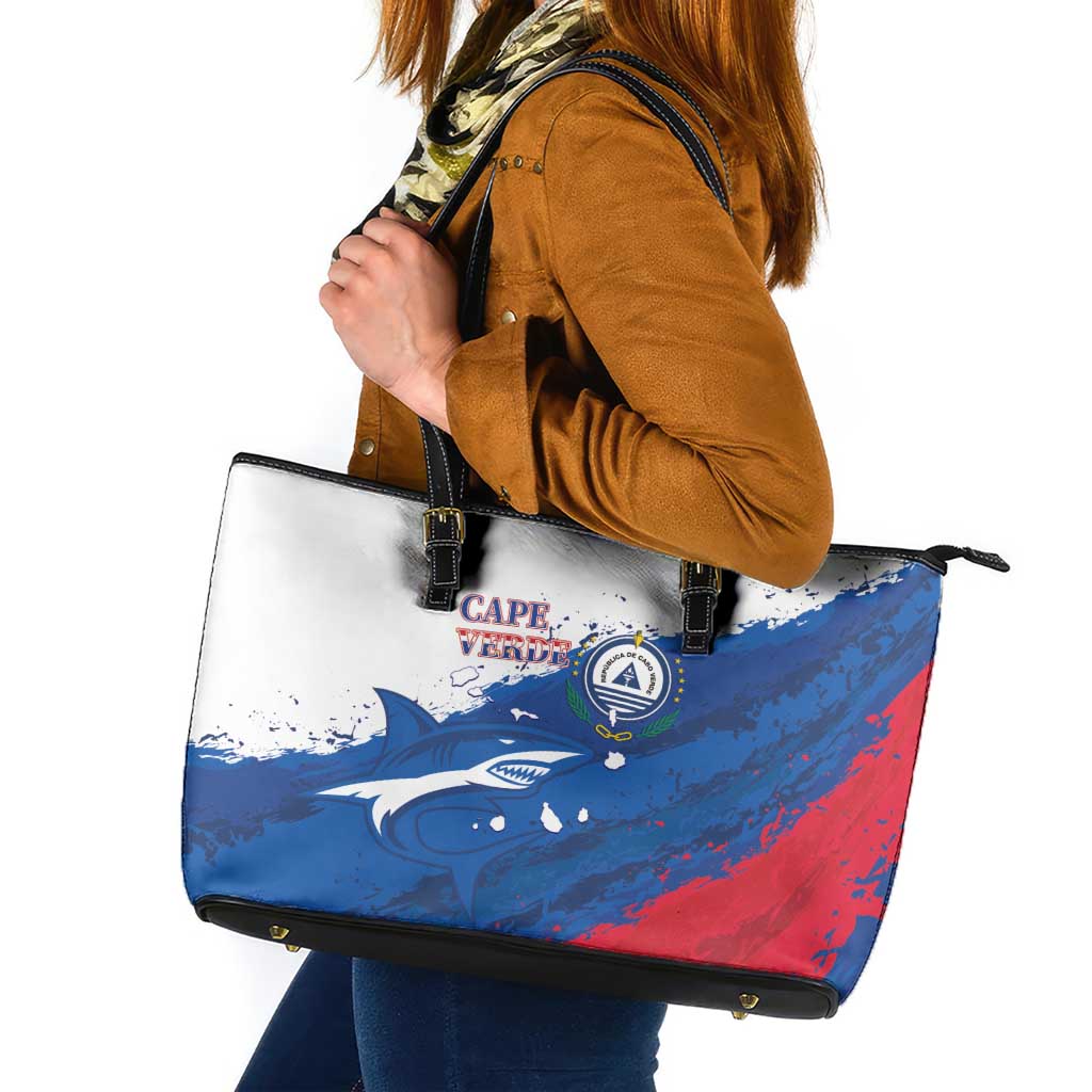 Cape Verde Football Leather Tote Bag Tubaroes Azuis Glory World Cup - Wonder Print Shop