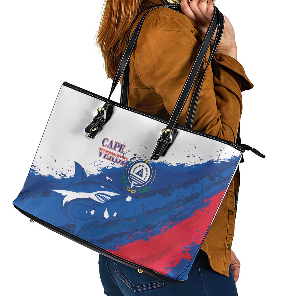 Cape Verde Football Leather Tote Bag Tubaroes Azuis Glory World Cup - Wonder Print Shop
