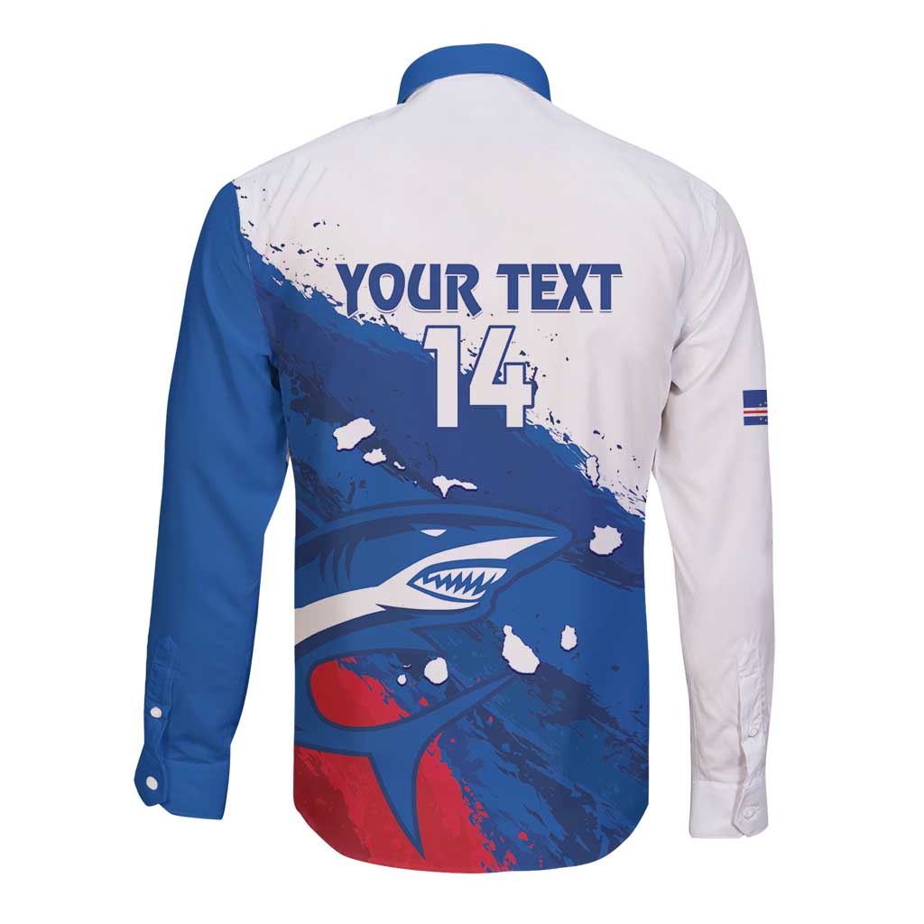 Cape Verde Football Custom Long Sleeve Button Shirt Tubaroes Azuis Glory World Cup - Wonder Print Shop