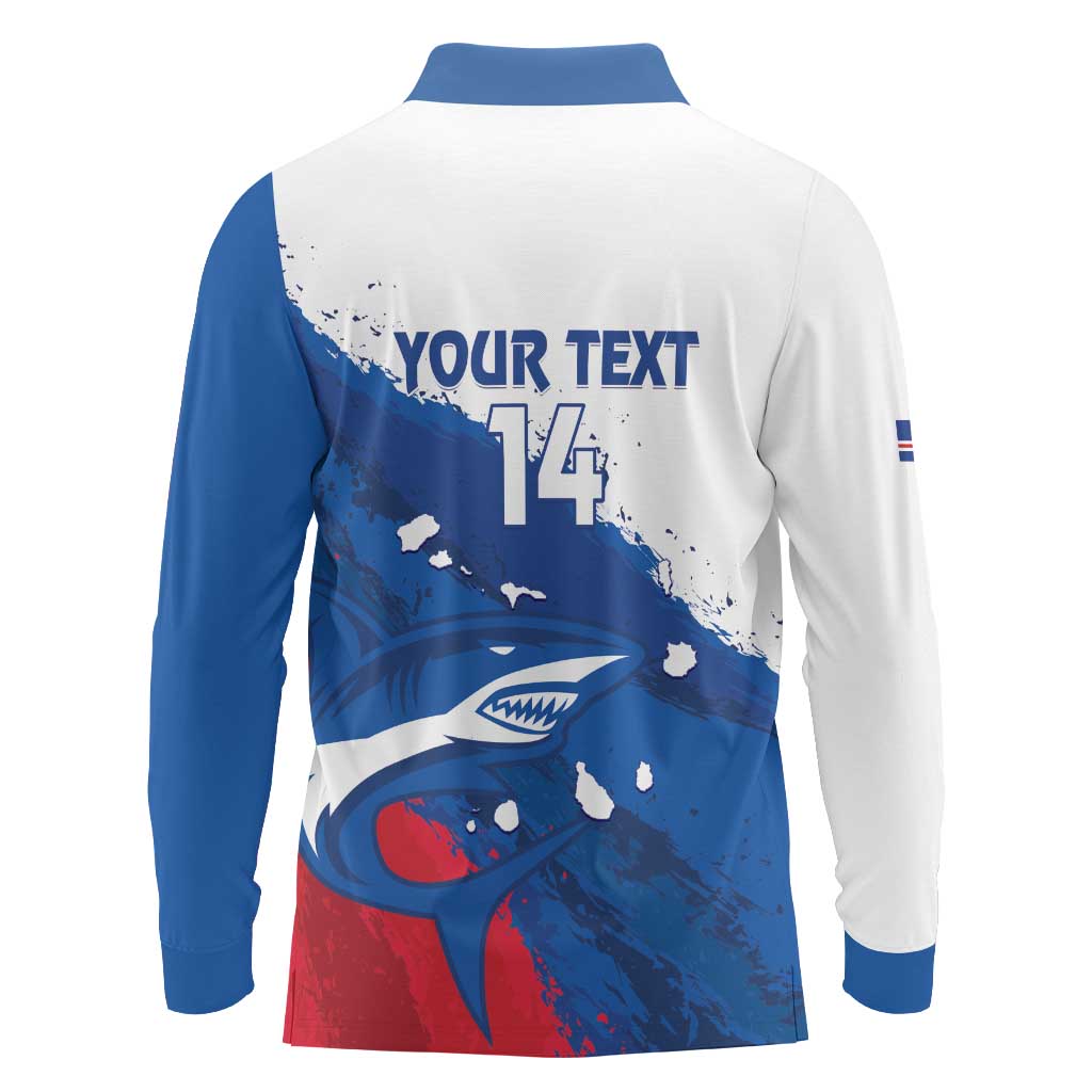 Cape Verde Football Custom Long Sleeve Polo Shirt Tubaroes Azuis Glory World Cup - Wonder Print Shop