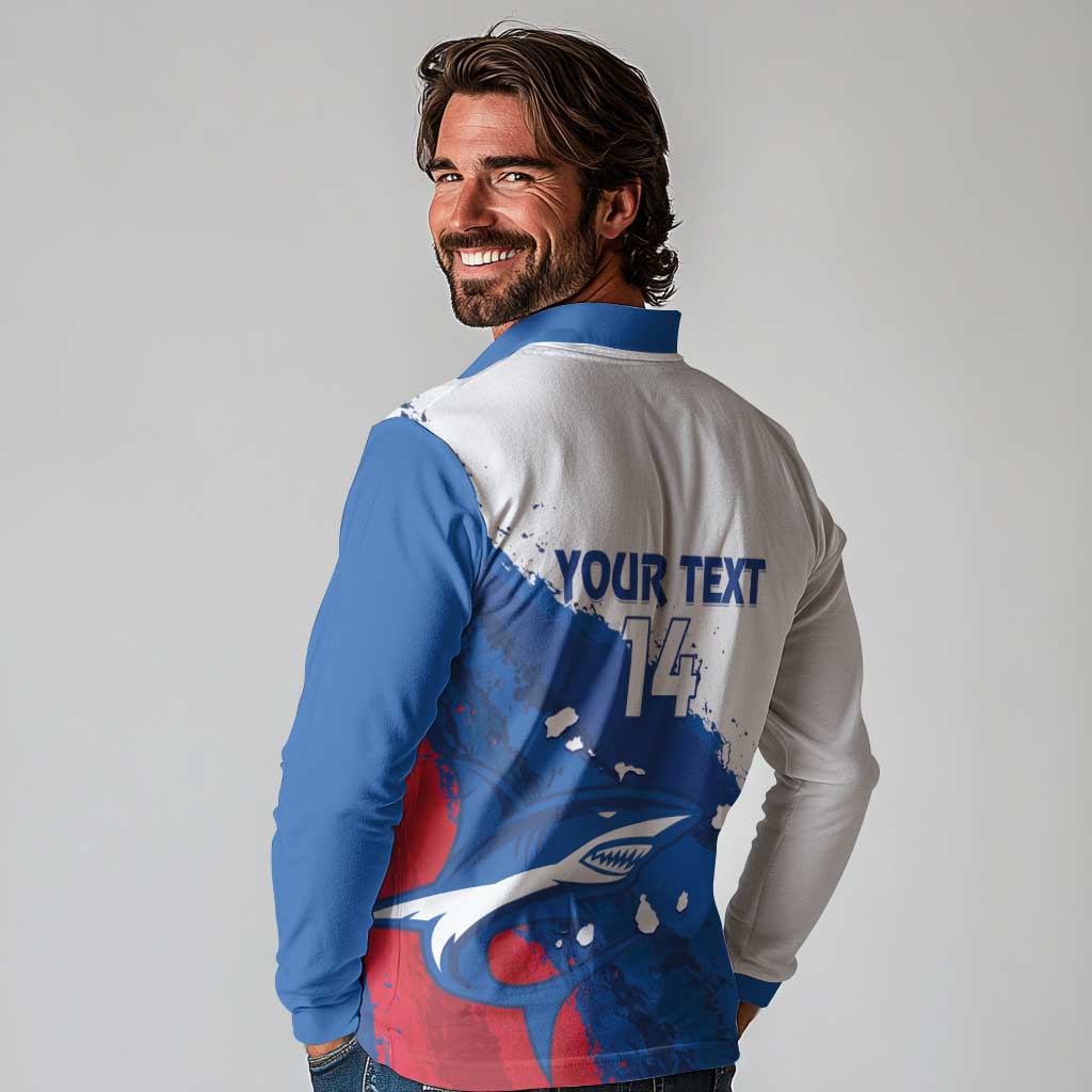 Cape Verde Football Custom Long Sleeve Polo Shirt Tubaroes Azuis Glory World Cup - Wonder Print Shop