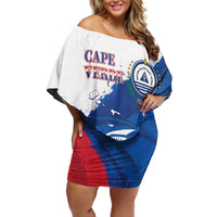 Cape Verde Football Custom Off Shoulder Short Dress Tubaroes Azuis Glory World Cup - Wonder Print Shop
