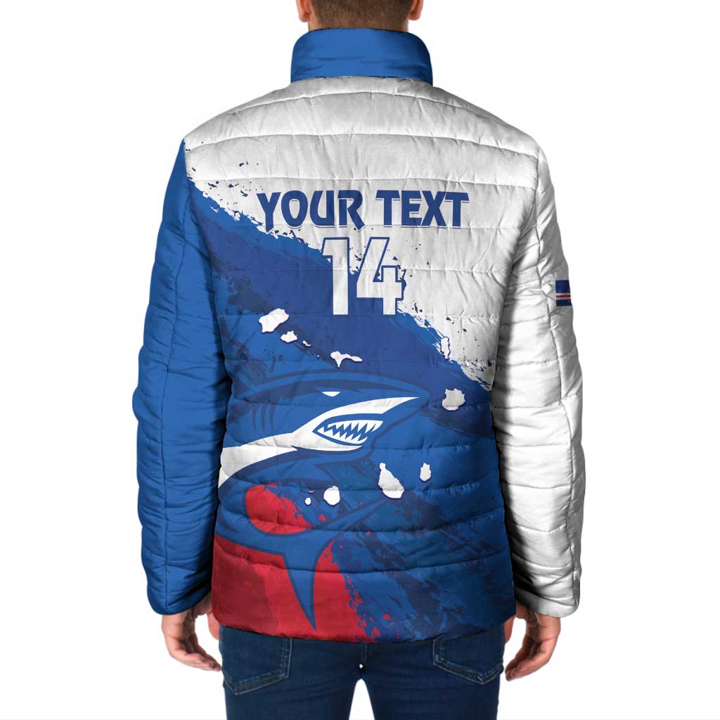 Cape Verde Football Custom Padded Jacket Tubaroes Azuis Glory World Cup - Wonder Print Shop