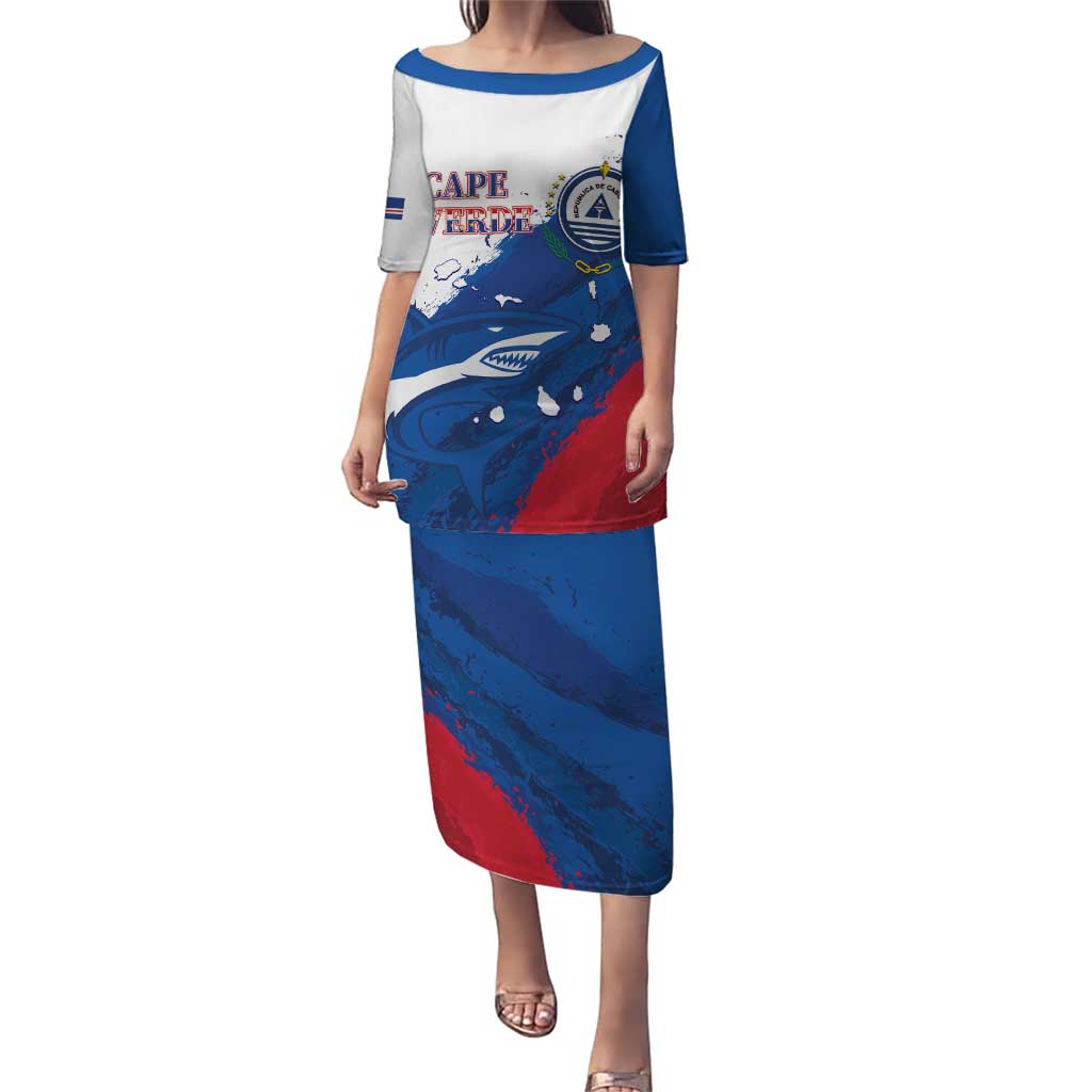 Cape Verde Football Custom Puletasi Tubaroes Azuis Glory World Cup - Wonder Print Shop