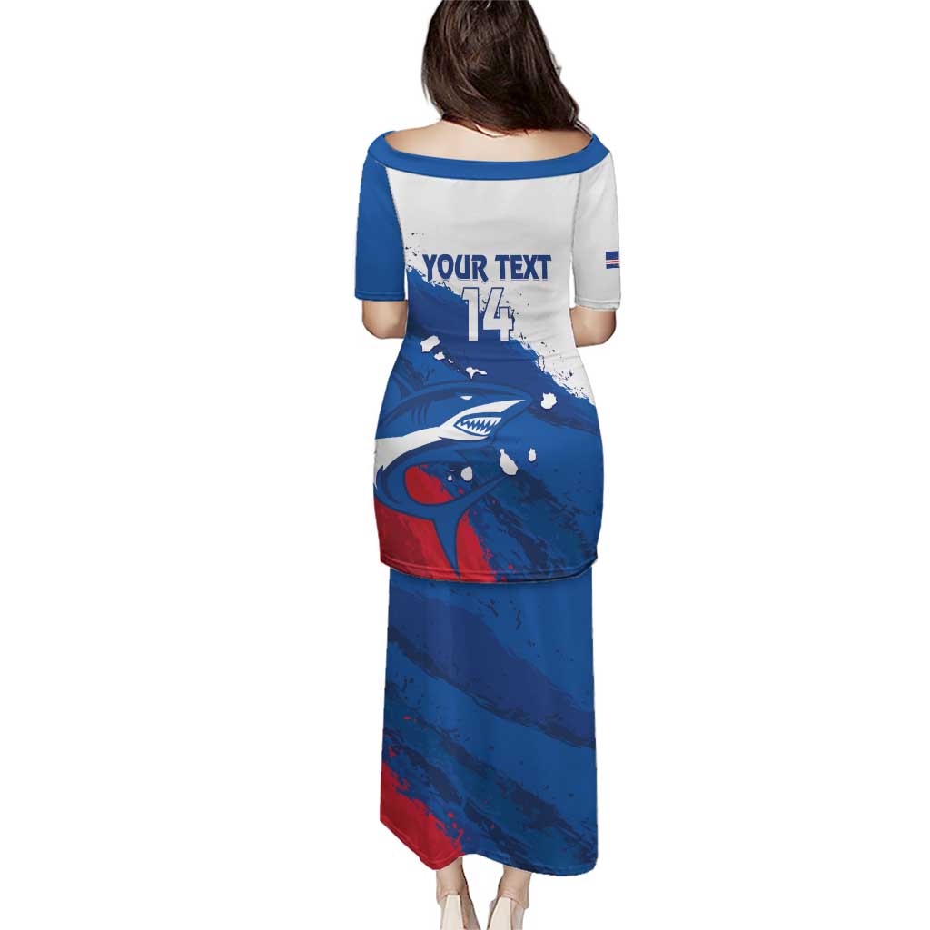 Cape Verde Football Custom Puletasi Tubaroes Azuis Glory World Cup - Wonder Print Shop